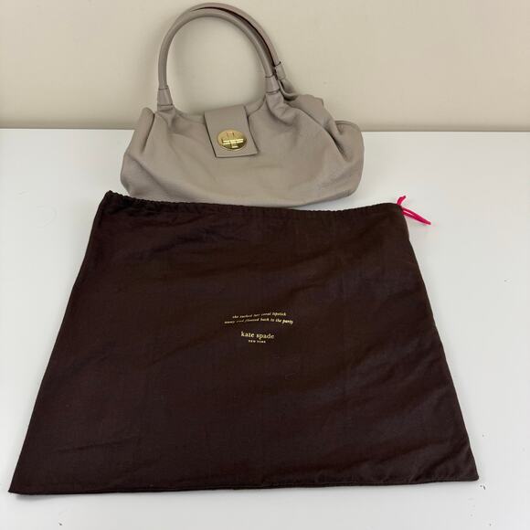 KATE SPADE Pebbled Leather Bexley Stevie Satchel Shoulder Bag Taupe w/ Dustbag - Picture 13 of 13